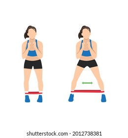 Woman doing Ankle jumping jacks exercise. flat vector illustration isolated on white background