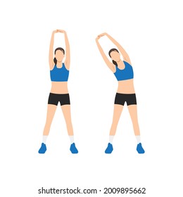 Woman doing Arm stretching exercise. Flat vector illustration isolated on white background