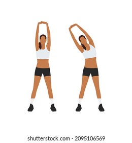 Woman doing Arm stretching exercise. Flat vector illustration isolated on white background