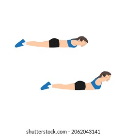 Woman doing Back extensions exercise. Flat vector illustration isolated on white background