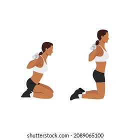 Woman doing barbell kneeling squat flat illustration vector set. isolated on white background