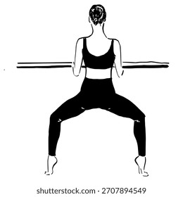 Mujer haciendo ejercicio desnudo Ilustración vectorial dibujada a mano. ilustración de fitness para mujeres 