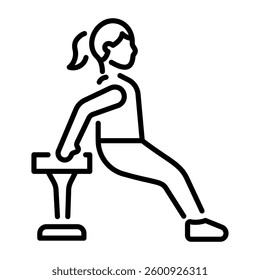 A woman doing bench exercise, line style icon 