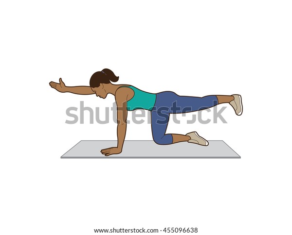 Woman Doing Bird Dog Exercise Stock Vector Royalty Free