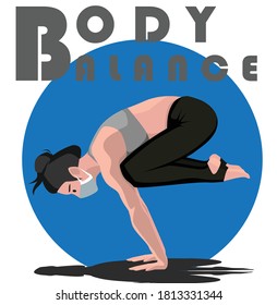 A woman doing body balance yoga at home illustration