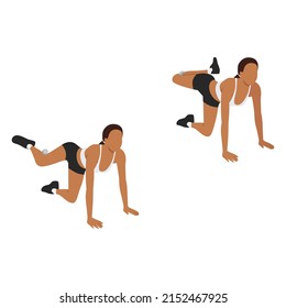 Woman doing booty squeeze exercise. Flat vector illustration isolated on white background