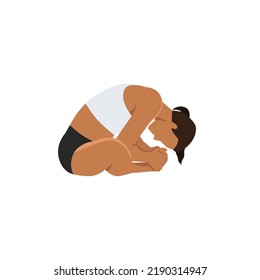 Woman doing Bound Angle Bend Pose, Beautiful girl practice Baddha Konasana. Flat vector illustration isolated on white background