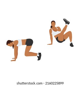 Woman doing Breakdancer kick exercise. Flat vector illustration isolated on white background
