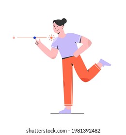 Woman doing brightness setting illustration