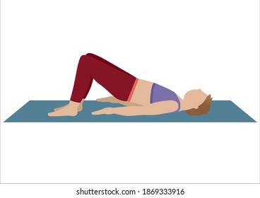 Woman Doing Sports Exercises Buttock Bridge Stock Illustration ...