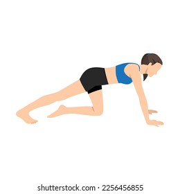 woman doing calf stretching pose and ankles. Flat vector illustration isolated on white background.