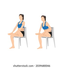 Woman doing Chair pigeon. ekapada rajakapotasana exercise. Flat vector illustration isolated on white background 