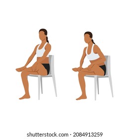 Woman doing Chair pigeon. ekapada rajakapotasana exercise. Flat vector illustration isolated on white background 