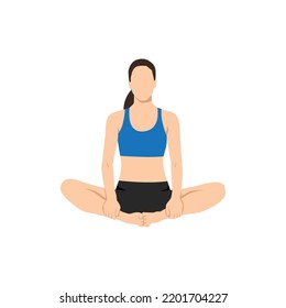 Woman doing Cobbler pose. Flat vector illustration isolated on white background