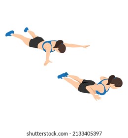 Woman doing cobra lat pulldown exercise. Flat vector illustration isolated on white background