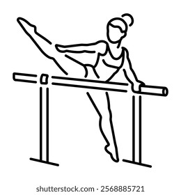 A woman doing competitive gymnastic icon in linear style 