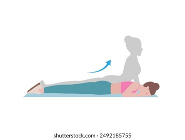 Woman doing cool down after exercises. for doing Abs Stretch which Building greater flexibility overall, Helping your body get back to its pre-exercise state. Illustration cartoon style.