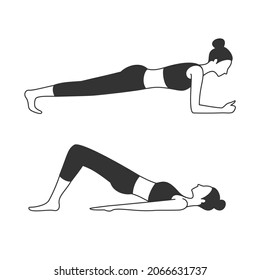 Woman doing core training. Two patterns.