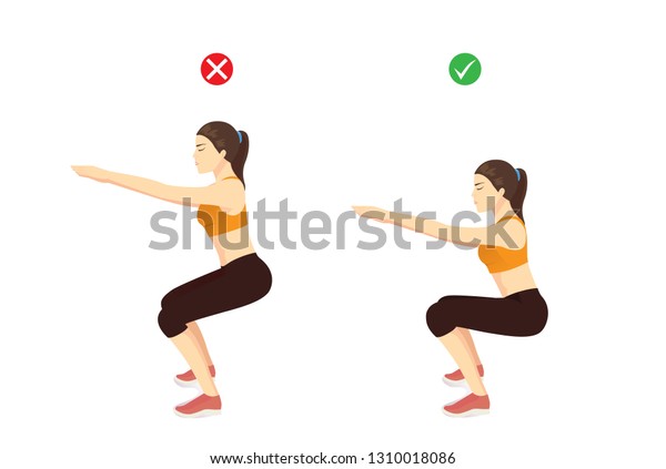 Woman Doing Correct Air Squat Exercise Stock Vector (Royalty Free ...