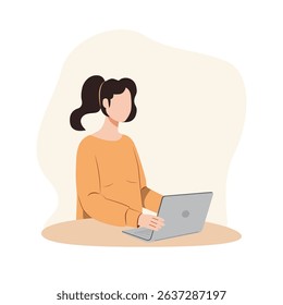 A Woman is doing creative design work with laptop on the table