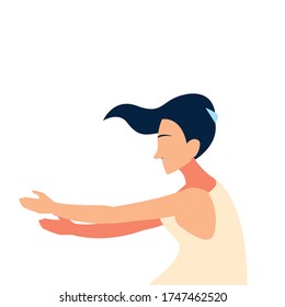 woman doing dance exercises at home vector illustration design