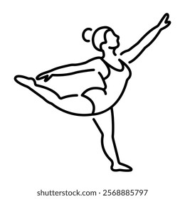 A woman doing dance move icon in linear style 