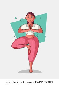 Woman doing different exercises,  keep balance, stand on one leg