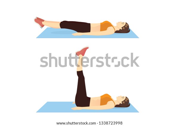 Woman Doing Double Leg Raise Exercise Stock Vector (Royalty Free ...