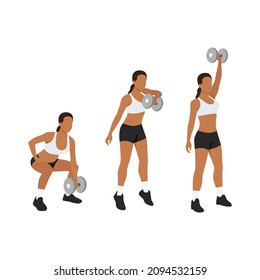 Frau, die Dumbell eine Schlangenübung macht. Flache Vektorgrafik einzeln auf weißem Hintergrund