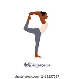 Woman doing Eight-Limbed Yoga Pose Ashtangasana. Flat vector illustration isolated on white background