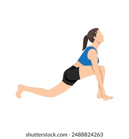 Woman doing equestrian or ashwa sanchalanasana exercise. Flat vector illustration isolated on white background