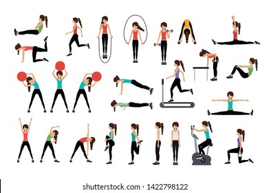 Woman doing excercise vector illustration