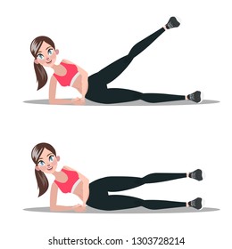 Woman doing exercise for butt in the gym. Leg workout and muscle building. Healthy and active lifestyle. Isolated vector illustration
