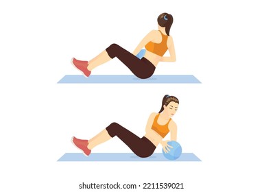 Abs workout for women banner with exercises Vector Image