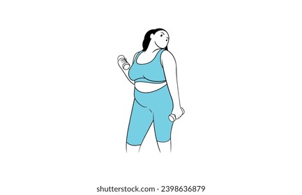 a woman is doing exercise with dumbbell. Flat vector illustration isolated on white background