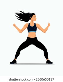 Woman doing the exercise. Flat vector illustration isolated on white background.