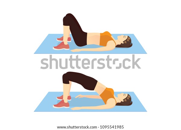 Woman Doing Exercise Hip Lift Firming Stock Vector (Royalty Free ...