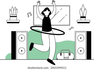 Woman Doing Exercise With Hula Hoop