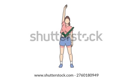 Woman doing exercise with proper posture isolated on white background, Vector, illustration
