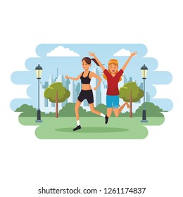 woman doing exercises parkscape