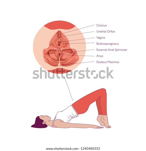 Woman Doing Exercises Strengthen Muscles Vagina Stock Vector