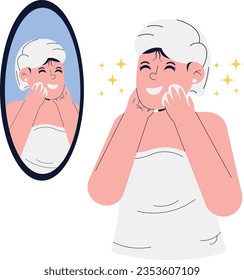 Woman Doing Facial Treatment Illustration
