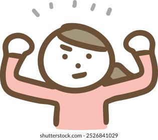 A woman doing a fist pump with both hands