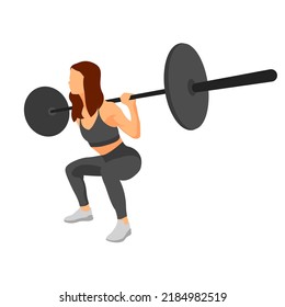 Eine Frau, die Fitnessübungen mit einem Squat-Rack-Vektorgrafik macht