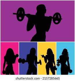 Woman Doing Fitness Silhoutte Illustration