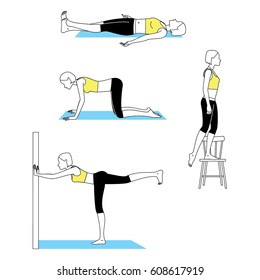 Woman doing fitness workout. Vector illustration.