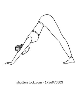 Woman doing fitness and yoga. Hand drawn vector illustration. Yoga position.