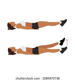 Woman doing Flutter kicks exercise. Flat vector illustration isolated on white background