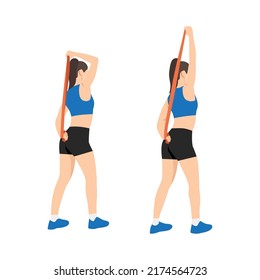 Woman doing french press exercise. Flat vector illustration isolated on white background