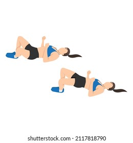 Woman doing frog bridge exercise. Flat vector illustration isolated on white background